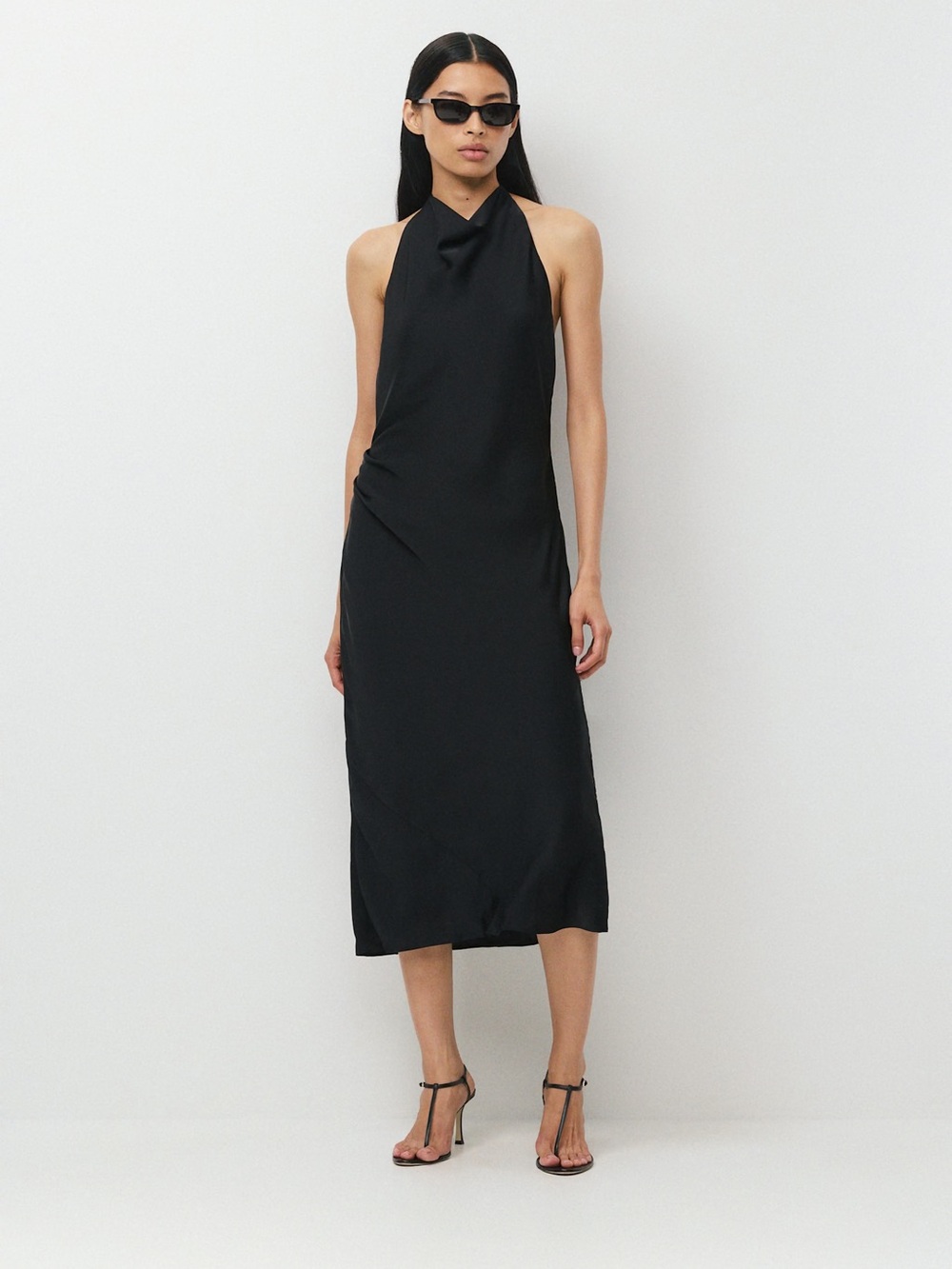 Aritzia Black Halter-Neck Midi Dress